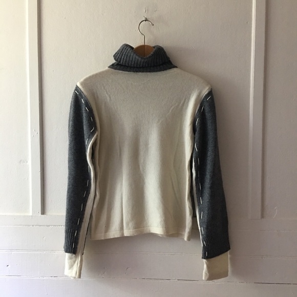 NWOT New Stella Forest Sashiko Stitched Lambswool Blend Turtleneck Sweater - Picture 2 of 8